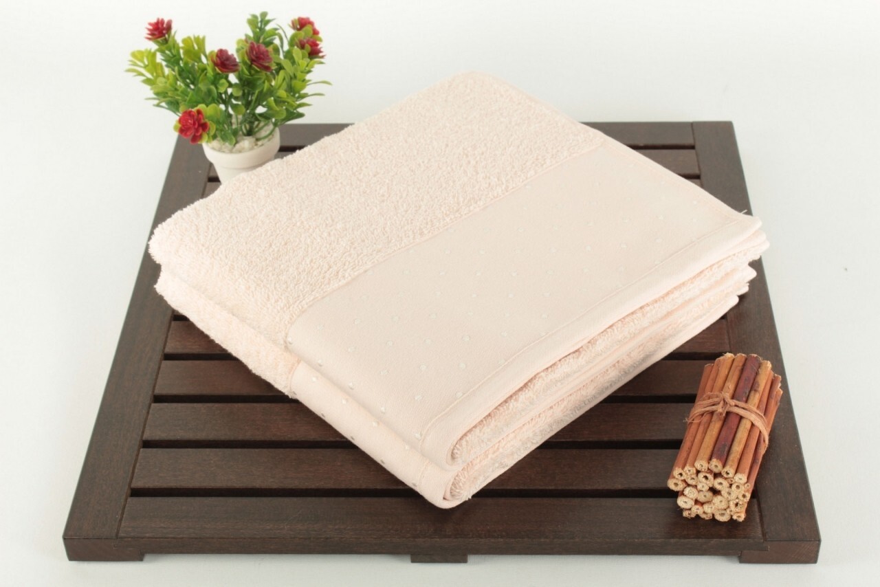 Set 2 prosoape de maini 50x90 cm, 100% bumbac, Saheser, Pıtırcık  Light Grey - imagine 3